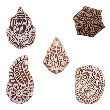 Set of 5 Piece New Mix Wooden Printing Blocks